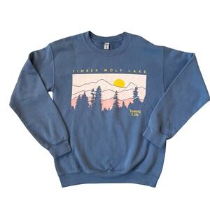 VTG Young Life Timber Wolf Lake Graphic Sweatshirt Blue Small Vintage Y2K‎